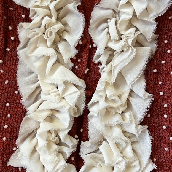 RYU Ruffle & Pearls Rust Sweater 🎃 - Picture 2 of 6